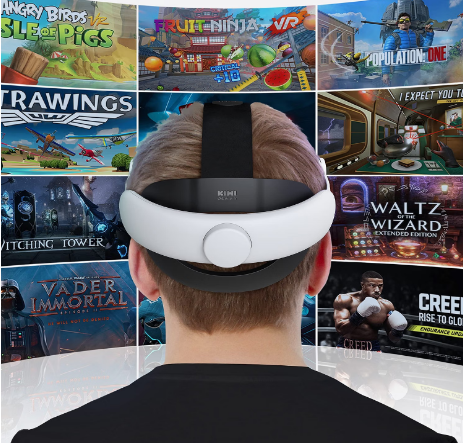 KIWI design K2 Comfort Head Strap for Meta/Oculus Quest 2 – Blue/White – Adjustable VR Accessory