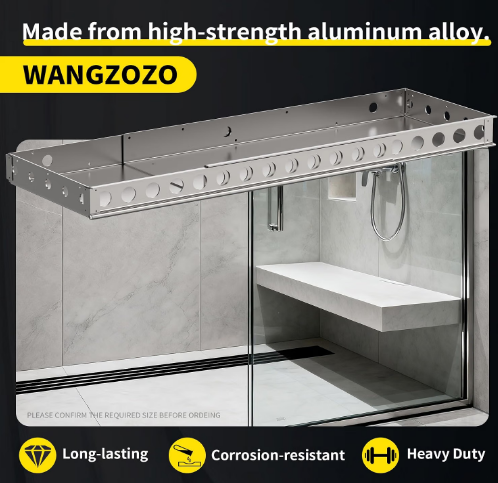 Wangzozo Floating Shower Bench 34.5-62" Adjustable Wall Mounted Seat Silver