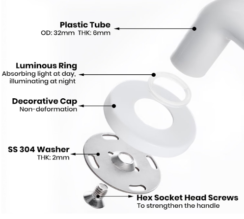 Caredear Wall Mounted Folding Shower Seat w/ Grab Bar 550lb Adjustable White