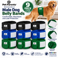 Pet Parents Washable Male Dog Belly Bands Large Reusable 9 Pack Assorted