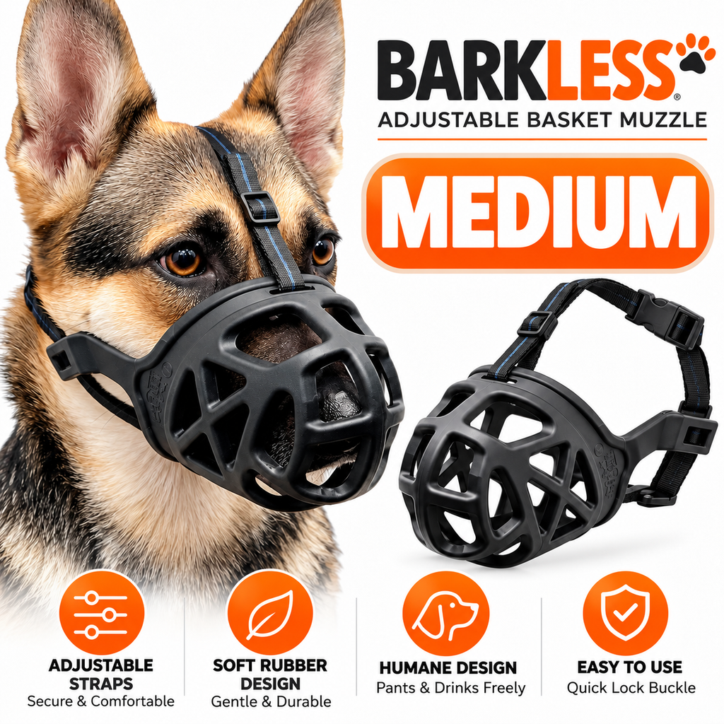 BARKLESS Dog Basket Muzzle Adjustable Breathable Anti Bite Training Grooming S-XL