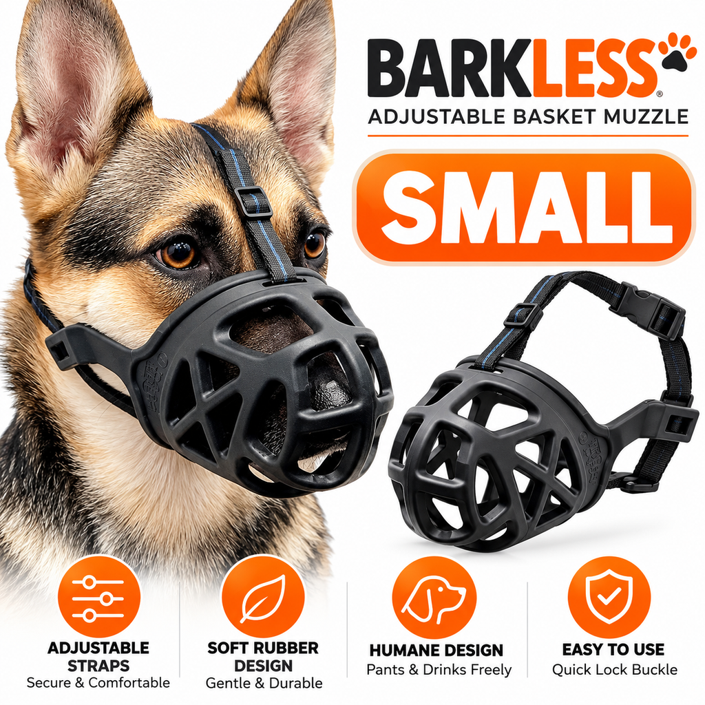 BARKLESS Dog Basket Muzzle Adjustable Breathable Anti Bite Training Grooming S-XL