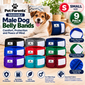 Pet Parents Washable Male Dog Belly Bands Small Reusable 9 Pack Assorted