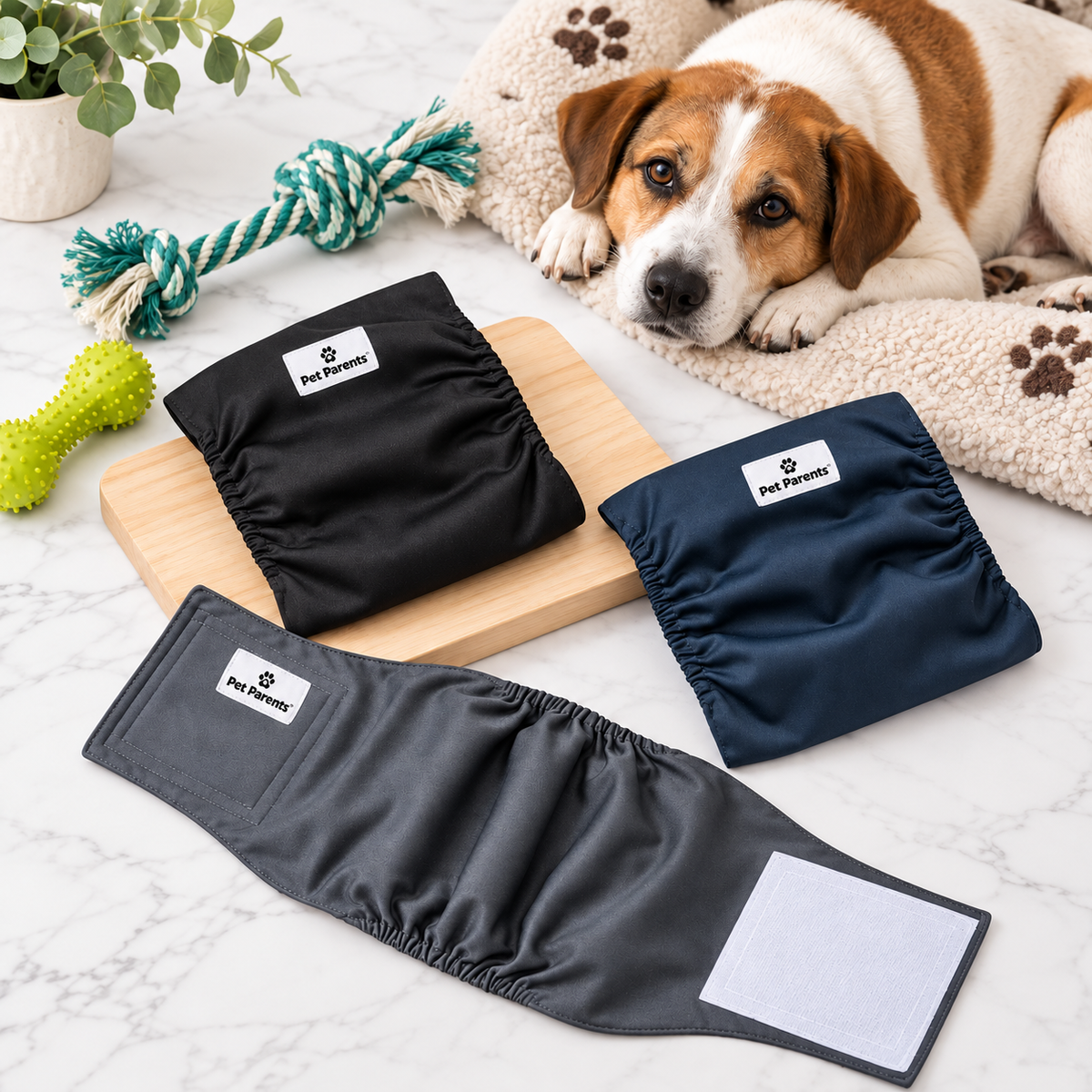 Pet Parents Washable Male Dog Belly Bands Medium Reusable 9 Pack Assorted