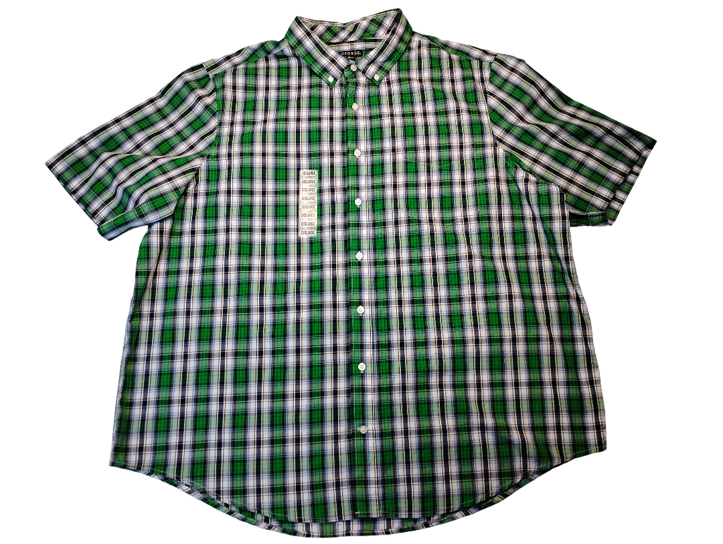 Camisa de manga corta de botones | Marca George 3XL| 3XG 54-65