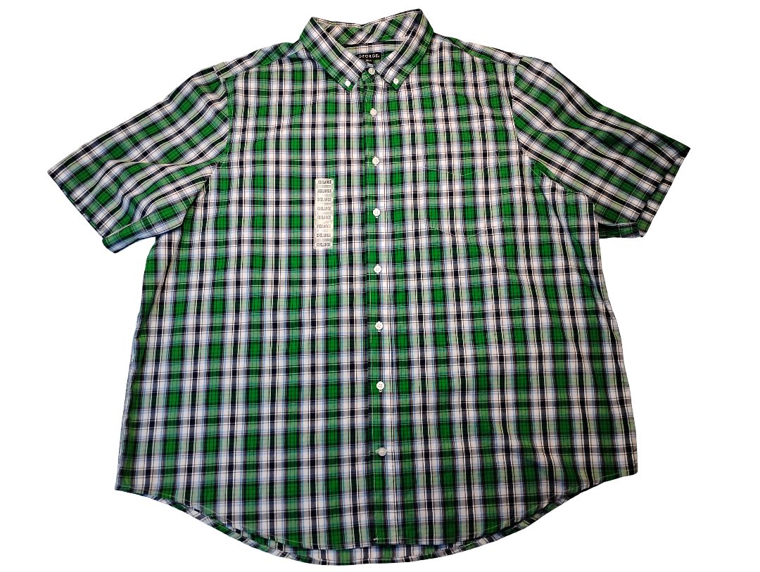 Camisa de manga corta de botones | Marca George 3XL| 3XG 54-65