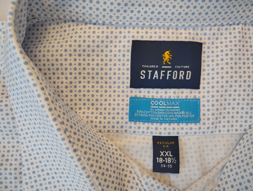 Camisa manga larga Marca STAFFORD Size 2XL  18-18 1/2