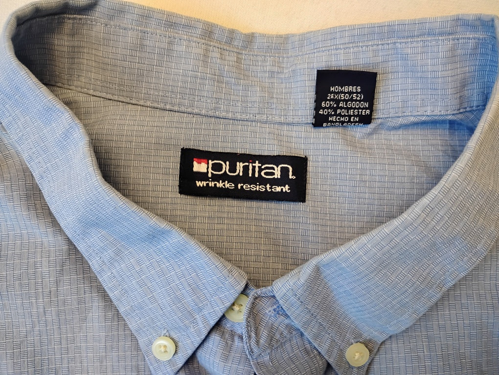 Camisa manga corta de botones con bolsillo Marca Puritan Size 2XL 50/52