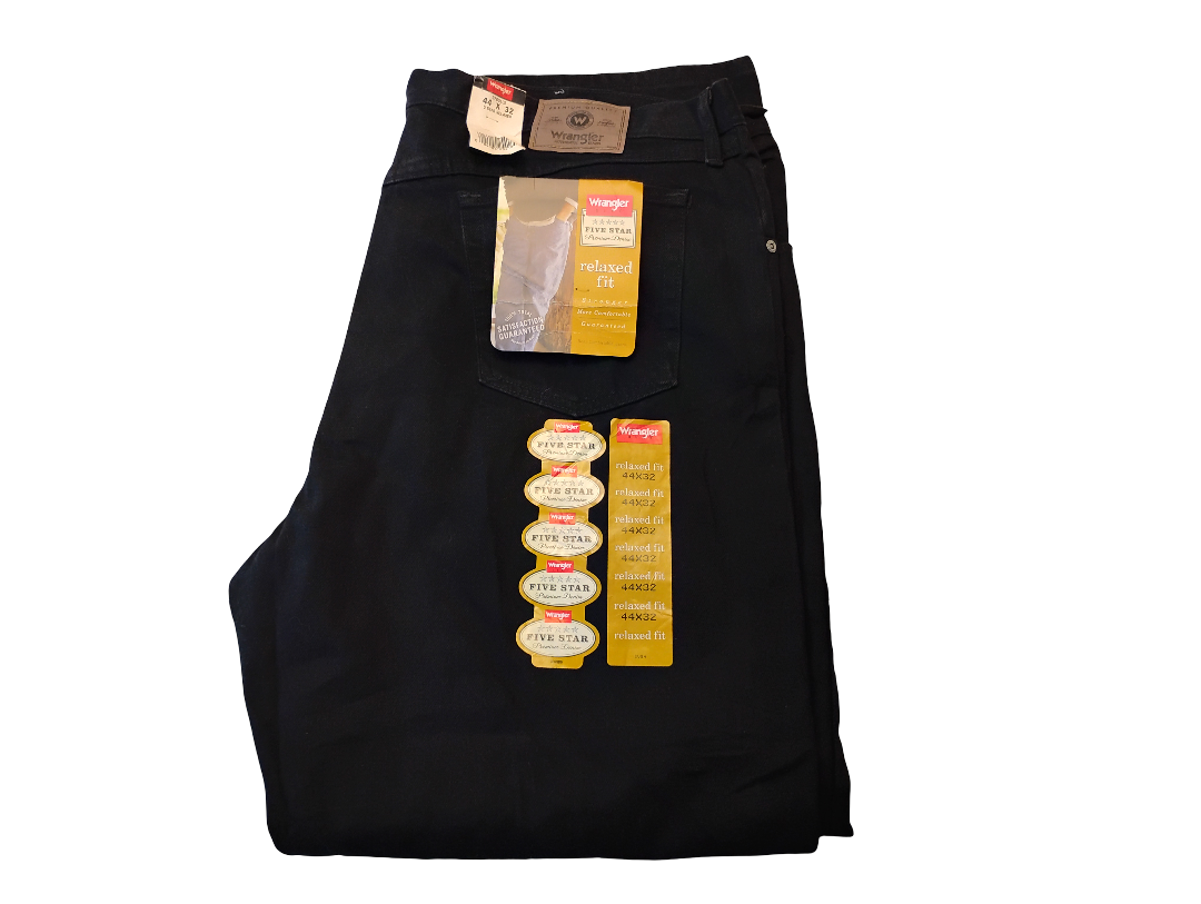 Jeans Negro Marca Wrangler (FIVE STAR) Relaxed Fit | Size 44 x 32
