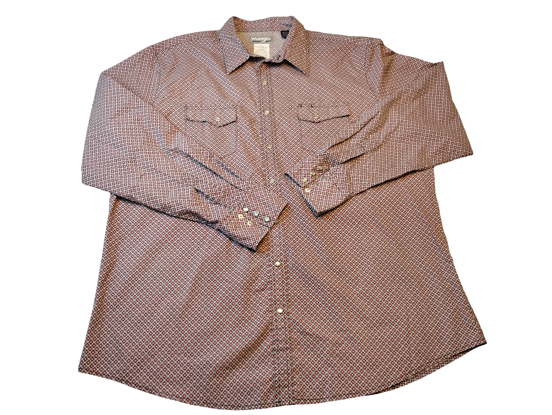 Camisa manga larga de botones estilo perlas | Marca Wrangler Wrancher  | Size 2XL | 2XGA | 2TGL