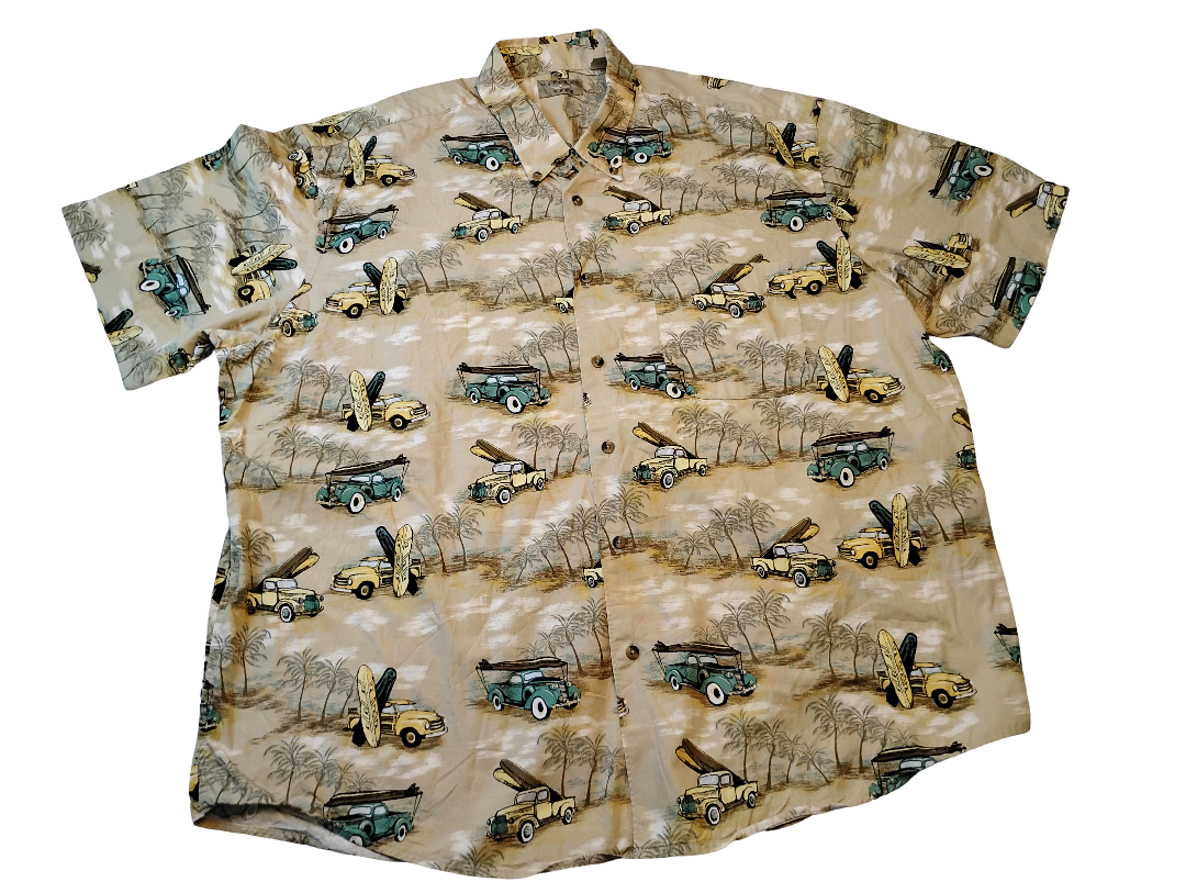 Camisa manga corta de botones Hawaiana | Marca NATURAL ISSUE | Size 2XL  100% COTTON