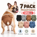 French Bulldog Female Dog Diapers 7 Pack Washable Mixed Colors Select Size