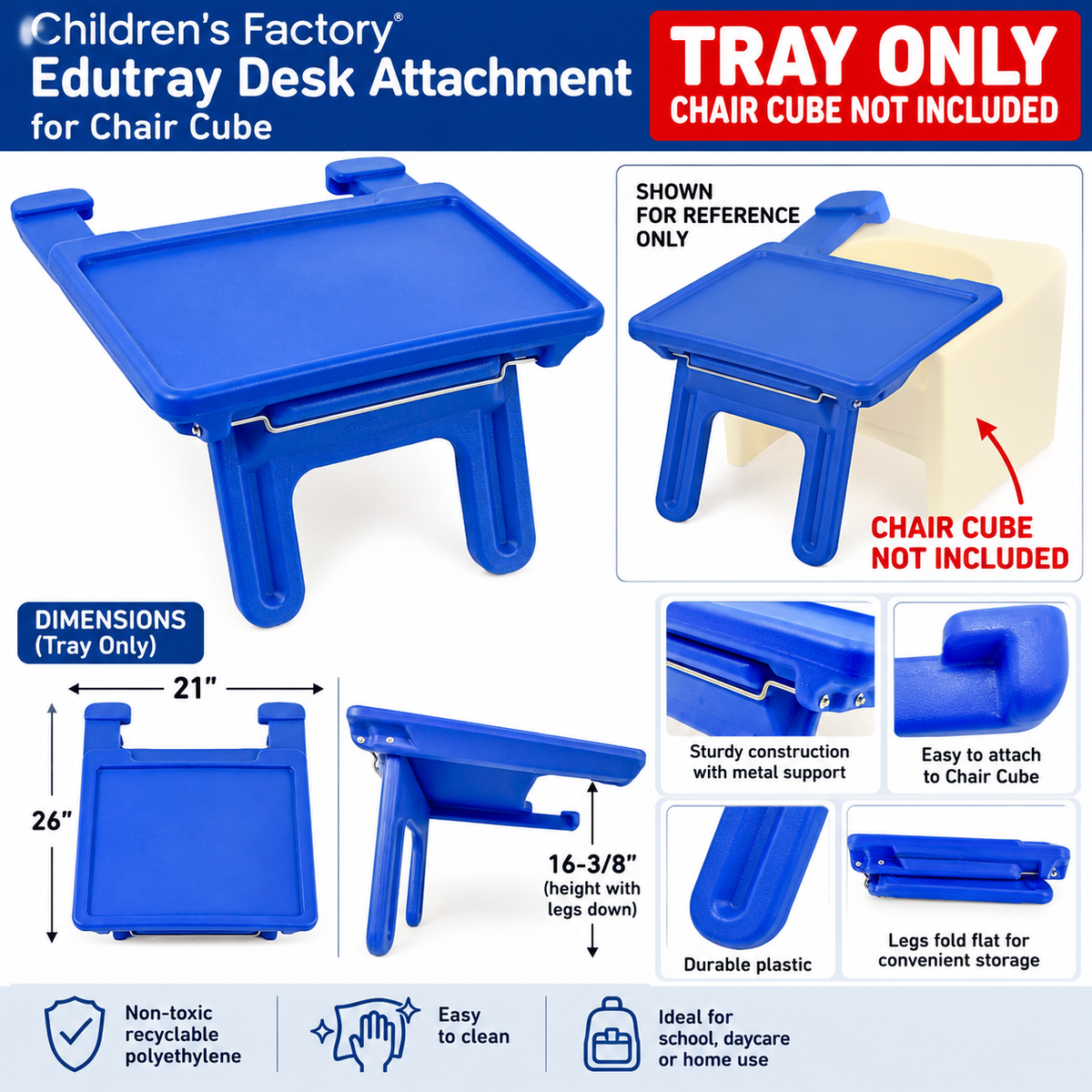 Children's Factory Edutray Desk Attachment for Chair Cube Blue TRAY ONLY