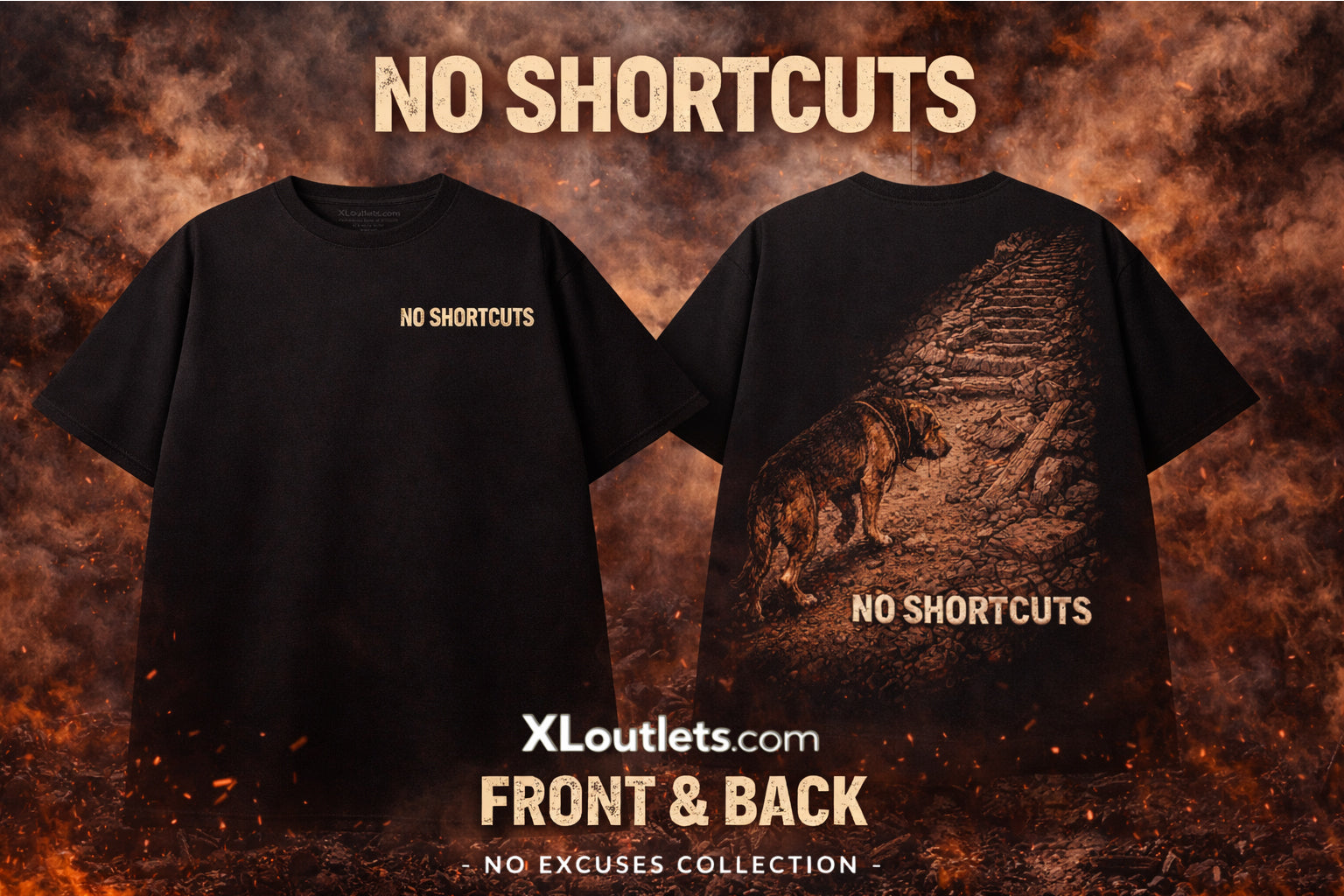 NO EXCUSES COLLECTION  - T-shirt - NO SHORTCUTS - Mix 126   | 100% COTTON