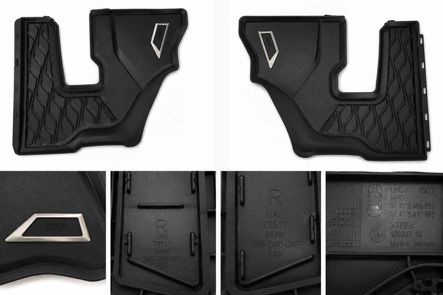 Genuine OEM BMW X7 G07 Rear All Weather Floor Mats Set L&R Black 2019-2025