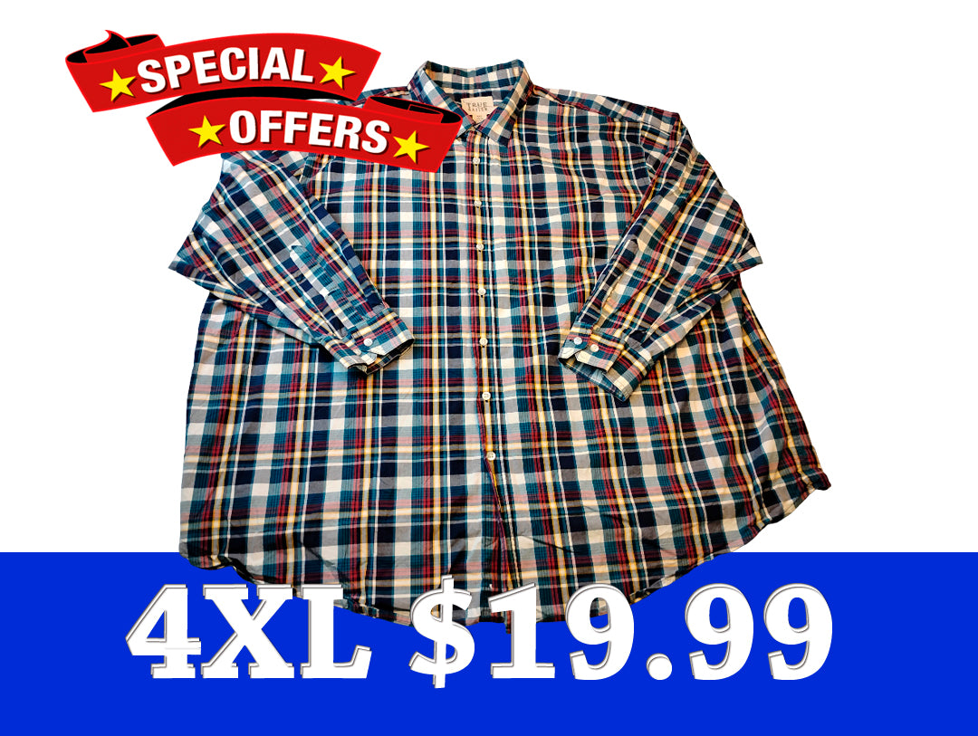 Camisa manga larga | Marca TRUE NATION | 100% COTTON | Size 4XL