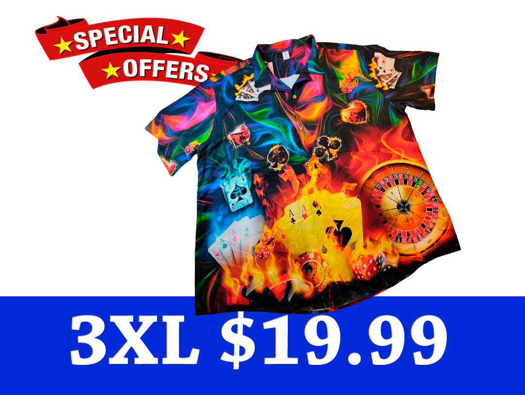 Camisa manga corta de botones CASINO GAME | Size 3XL