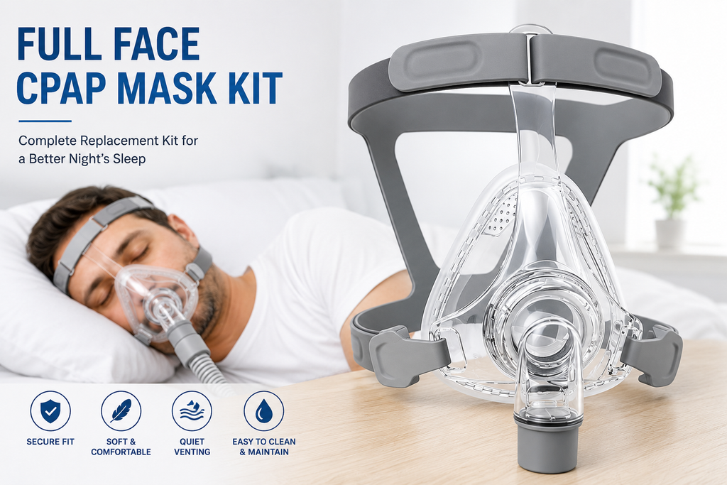 Full Face CPAP Mask Kit Compatible With AirFit F20 | Large | Headgear, Frame, Cushion & Elbow