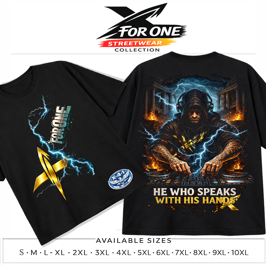 X For One DJ Hands Graphic T-Shirt – Plus Size XL-10XL – He Who Speaks With His Hands