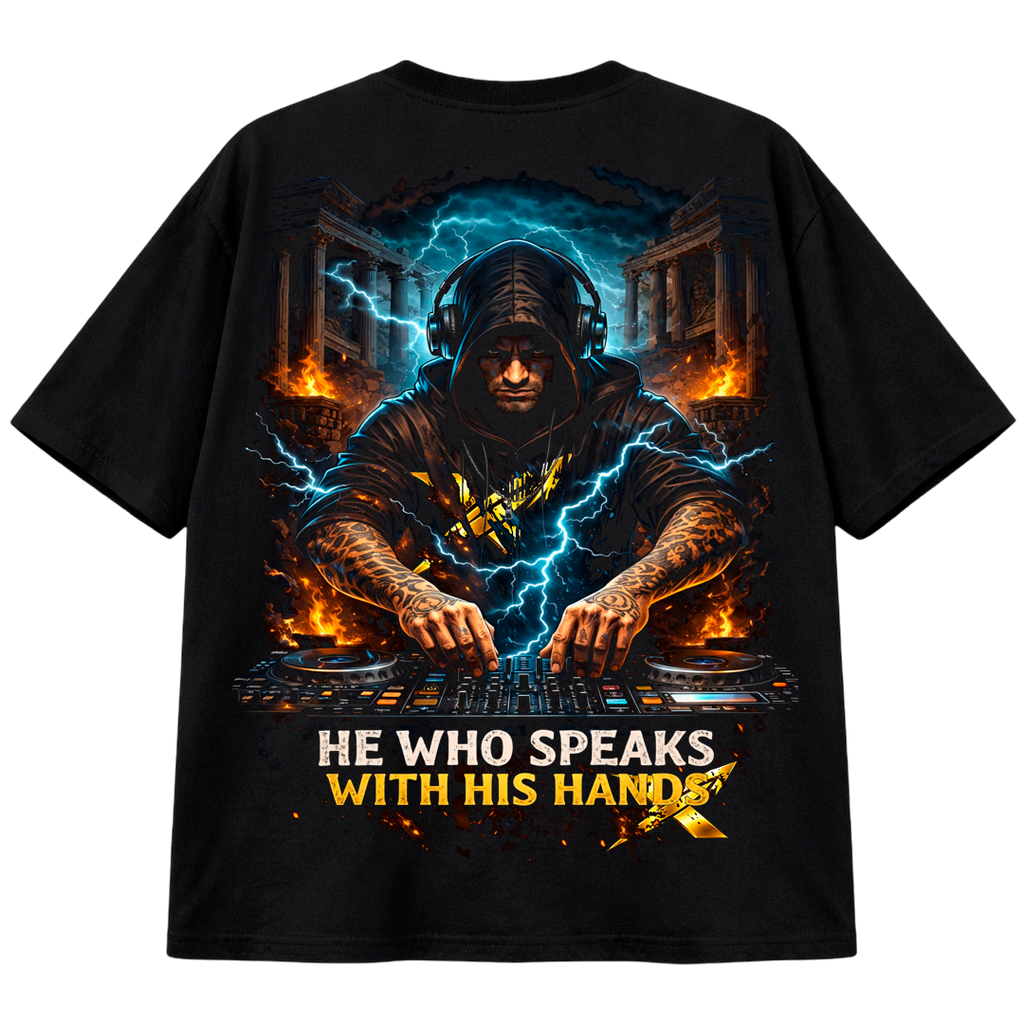 X For One DJ Hands Graphic T-Shirt – Plus Size XL-10XL – He Who Speaks With His Hands
